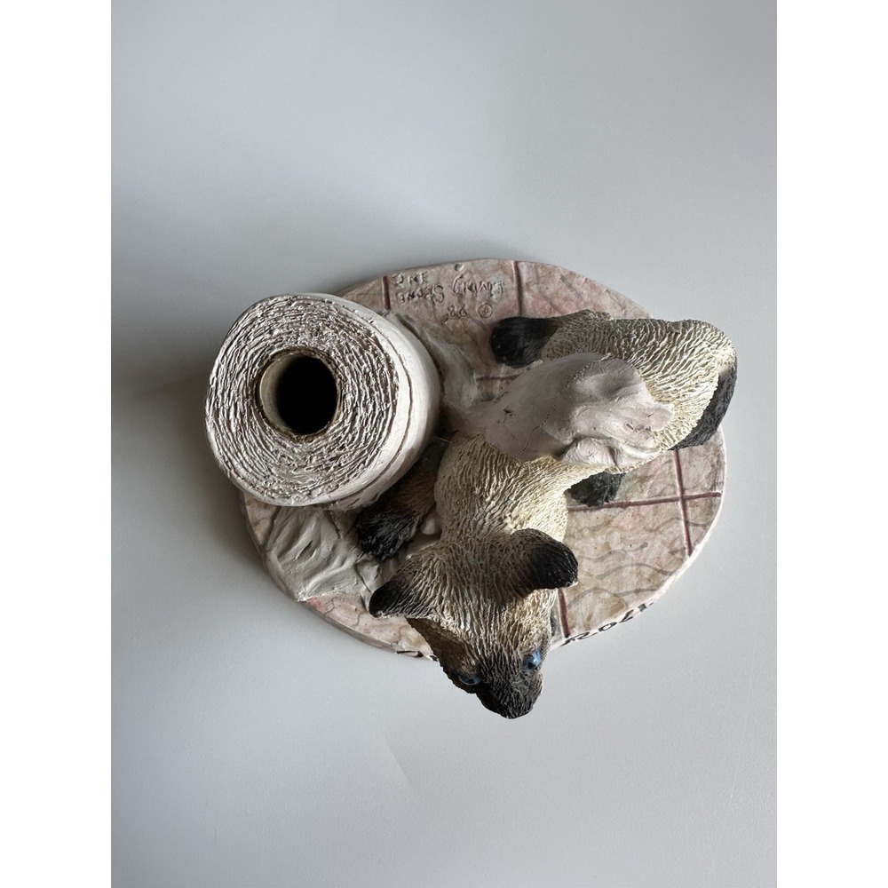 Living Stone Siamese Kitten Cat Figure Resin "On A Roll" 1998 3" Tall, 5" Wide - Picture 4 of 10